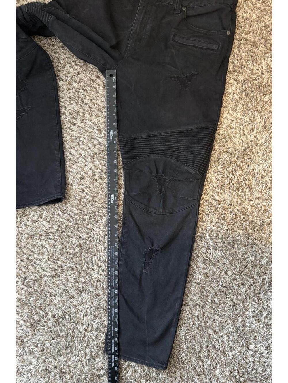 Armani Exchange Men’s Jeans J27 Skinny Biker Black Distressed Moto Size 40x32 - Picture 4 of 13